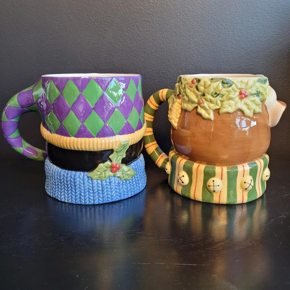 Susan Winget Rudolph Reindeer Penguin “Tis The Season“ 2 x 20oz Christmas  mugs - Picture 4 of 12